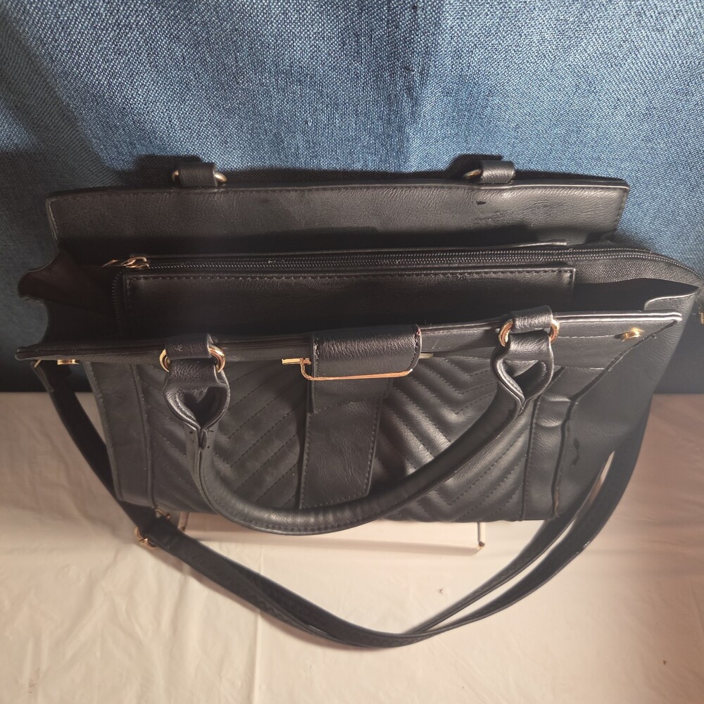 Satchel Chevron Quilted Faux Leather Purse Tote Classic Vibe - Picture 12 of 16